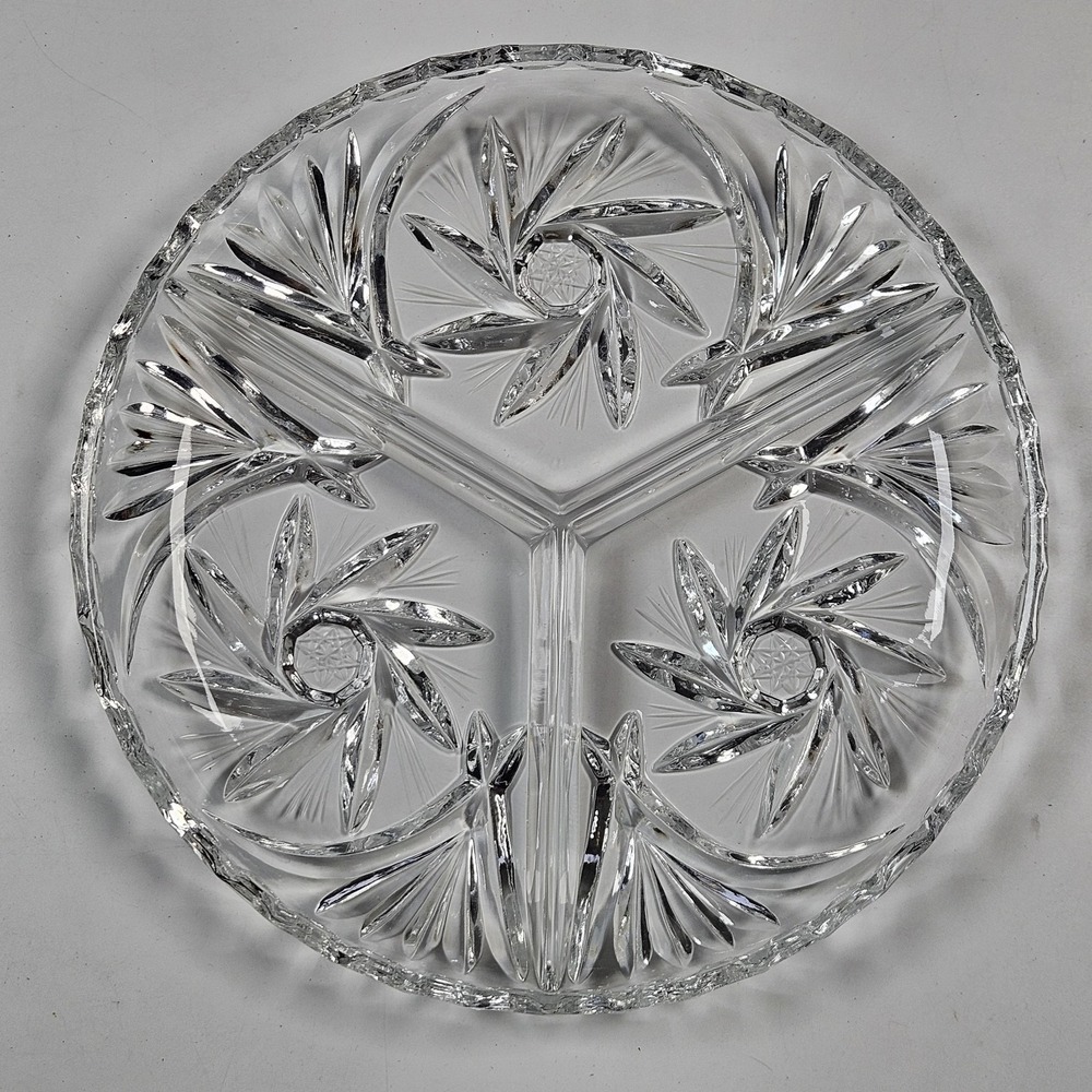 Crystal‎ Clear Signatures Pinwheel 7.75" Sectional Tray 24% Full Lead Crystal